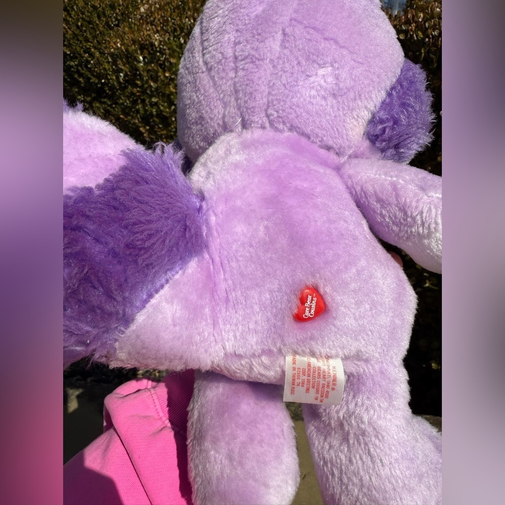 Vintage Care Bear Cousin 13” 1984 Bright Heart Raccoon Plush Purple - Picture 5 of 6